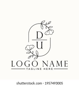 Beauty Botanical Initial Vector Logo Template Design Letter DU