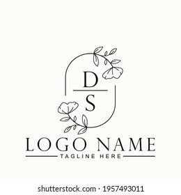 Beauty Botanical Initial Vector Logo Template Design Letter DS