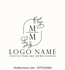 Beauty Botanical Initial Vector Logo Template Design Letter MM