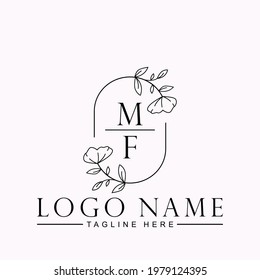 Beauty Botanical Initial Vector Logo Template Design Letter MF