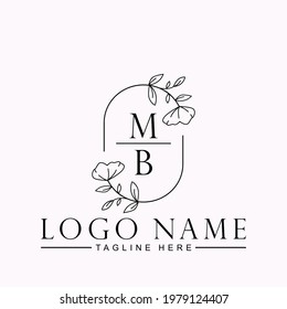 Beauty Botanical Initial Vector Logo Template Design Letter MB