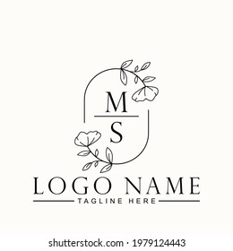 Beauty Botanical Initial Vector Logo Template Design Letter MS