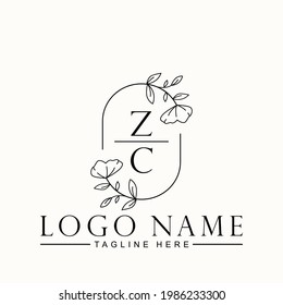 Beauty Botanical Inicial Vector Plantilla de diseño Carta de diseño ZC