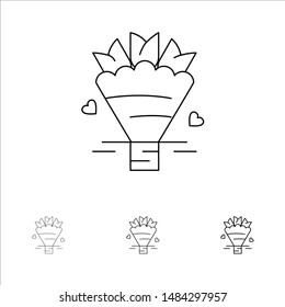 Beauty, Bouquet, Flowers, Wedding Bold and thin black line icon set. Vector Icon Template background