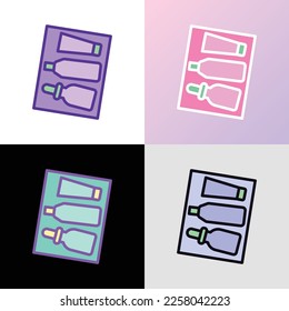Beauty box thin line icon: cream, soap, spray. Cosmetic giftbox. Modern vector illustration.