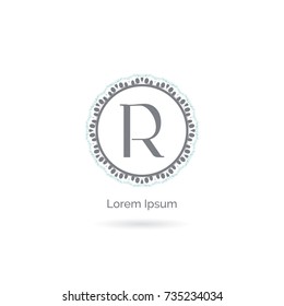 Beauty brand letter R vector icon. Luxury R letter logo. Vector illustration decorative and ornamental monogram.