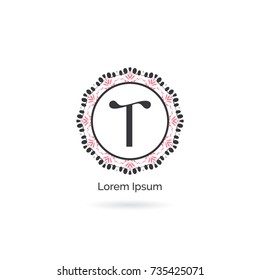 Beauty brand letter T vector icon design. Luxury T letter logo. Vector illustration decorative and ornamental  monogram.