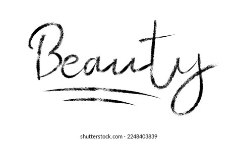 Beauty brush hand lettering. Typography vector design for greeting cards and poster. Handwritten modern black pen lettering. Black text with swashes
