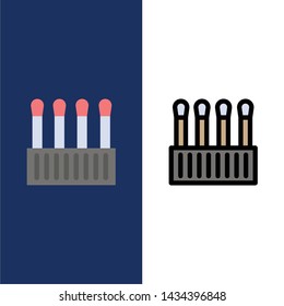 Beauty, Buds, Cosmetic, Cotton  Icons. Flat and Line Filled Icon Set Vector Blue Background