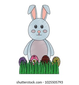 beauty bunny easter decorated eggs field celebration