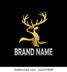 Beauty business concept logo, deer head icon, vector illustration