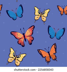 beauty butterflies insects scene pattern