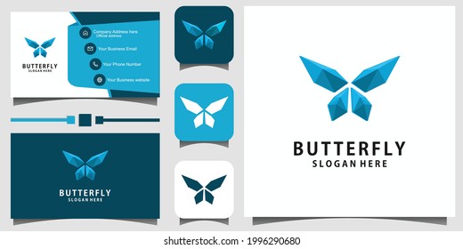 beauty butterfly 3d logo design Vector template business card