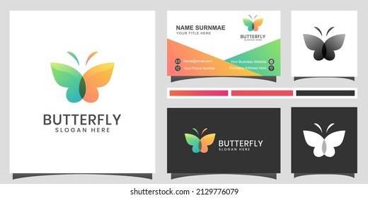 beauty  butterfly abstract logo element for fashion, spa, beauty woman, identity design with business card