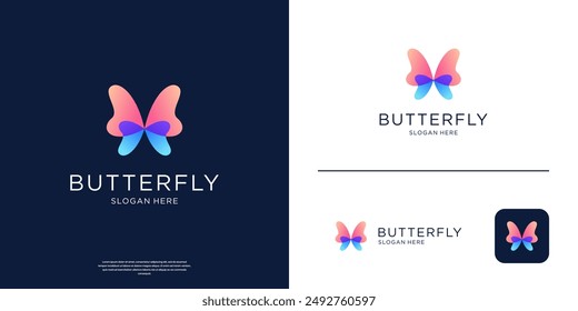 Inspiración de diseño de logotipo colorido de mariposa de belleza.