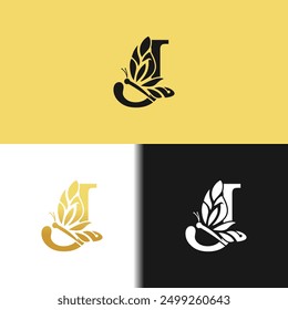 beauty butterfly design icon with creative letter concept