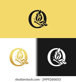 beauty butterfly design icon with creative letter concept