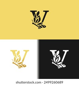 beauty butterfly design icon with creative letter concept