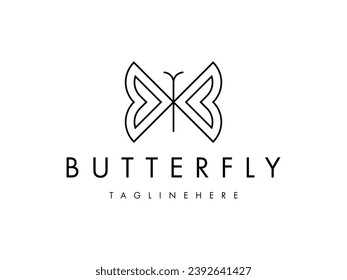 beauty butterfly elegant line logo design