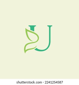 beauty butterfly green natural logo design letter U