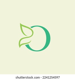 beauty butterfly green natural logo design letter O