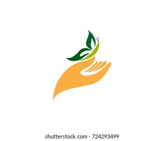 Beauty Butterfly In Hand Logo Design 