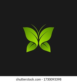 Beauty Butterfly with leaf Logo Template Vector icon design. Unusual Butterfly vector logo.