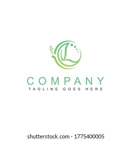 Beauty Butterfly with leaf Logo Template Vector icon design