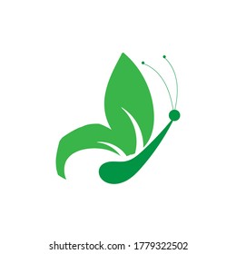 Beauty Butterfly with leaf Logo Template Vector icon design