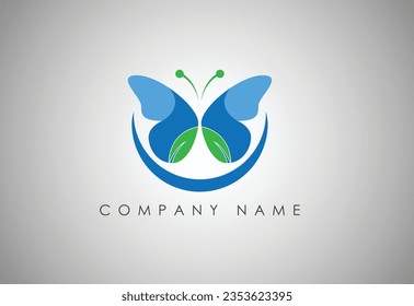 Beauty Butterfly with leaf Logo Template Vector icon design. 