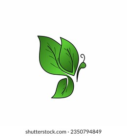 Beauty Butterfly with Leaves Logo Template icon design. Unusual Butterfly logo vector.isolated on white background