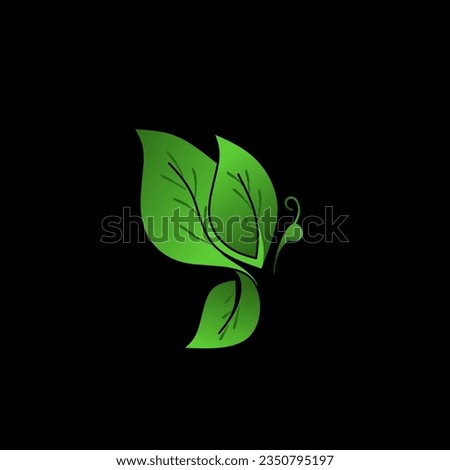 Beauty Butterfly with Leaves Logo Template icon design. Unusual Butterfly logo vector.isolated on black background.