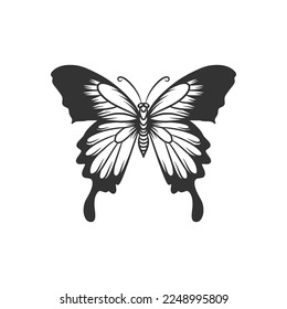 Beauty butterfly line art illustration black and white, Cute butterfly line art