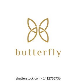 Beauty Butterfly with line art logo design inspiration - Vector