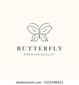 beauty butterfly line art logo vector minimalist illustration design, beauty bug animal logo design 