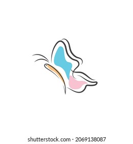 Beauty Butterfly line illustration logo template vector design