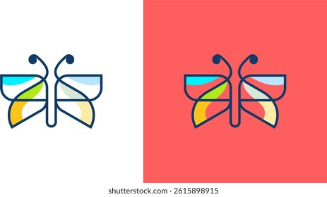 Beauty butterfly logo collection with line art style