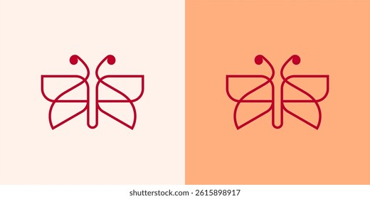 Beauty butterfly logo collection with line art style