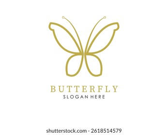 Beauty butterfly logo collection with line art style