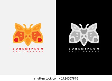 Beauty butterfly logo design concept. Hipster,  modern minjmalist, and simple elegant style. 