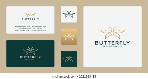 beauty butterfly logo design with golden color