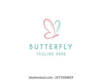 Beauty butterfly logo design for spa, beauty and skincare logo. Butterfly with soft color logo design