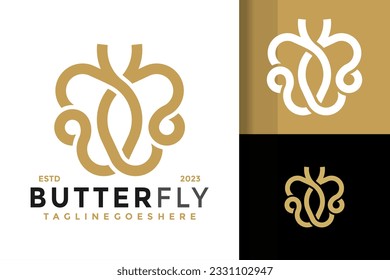 Beauty Butterfly logo design vector symbol icon illustration