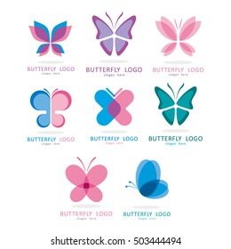 BEAUTY BUTTERFLY LOGO ICON TEMPLATE SET