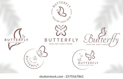 Beauty Butterfly logo. Luxury line logotype design. Universal premium butterfly symbol logotype.