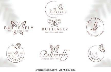 Beauty Butterfly logo. Luxury line logotype design. Universal premium butterfly symbol logotype.