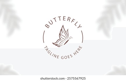 Beauty Butterfly logo. Luxury line logotype design. Universal premium butterfly symbol logotype.