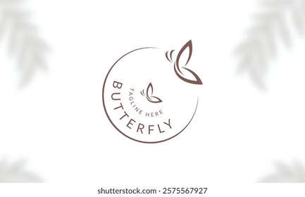 Beauty Butterfly logo. Luxury line logotype design. Universal premium butterfly symbol logotype.