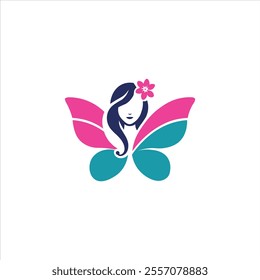 beauty with butterfly logo Vector