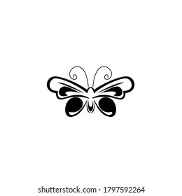 beauty butterfly logo vector in black